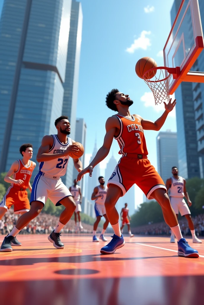 Virtual reality with animated basketball players