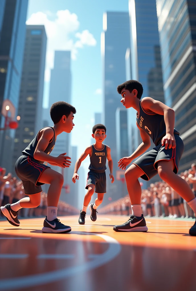 Virtual reality with animated basketball players