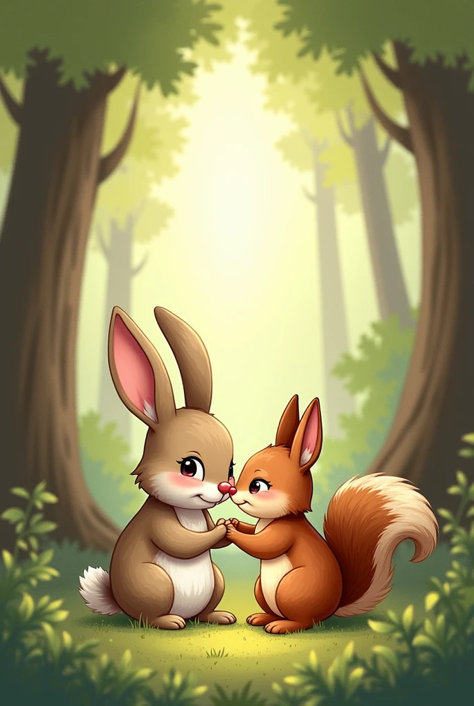 A rabbit and squirrel are best friends