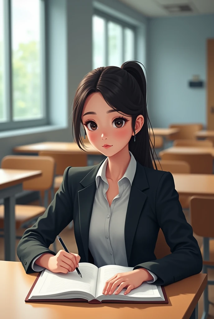 Magen taking class at university
