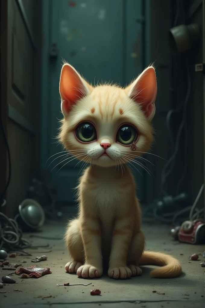 Sad kitten because he was robbed 