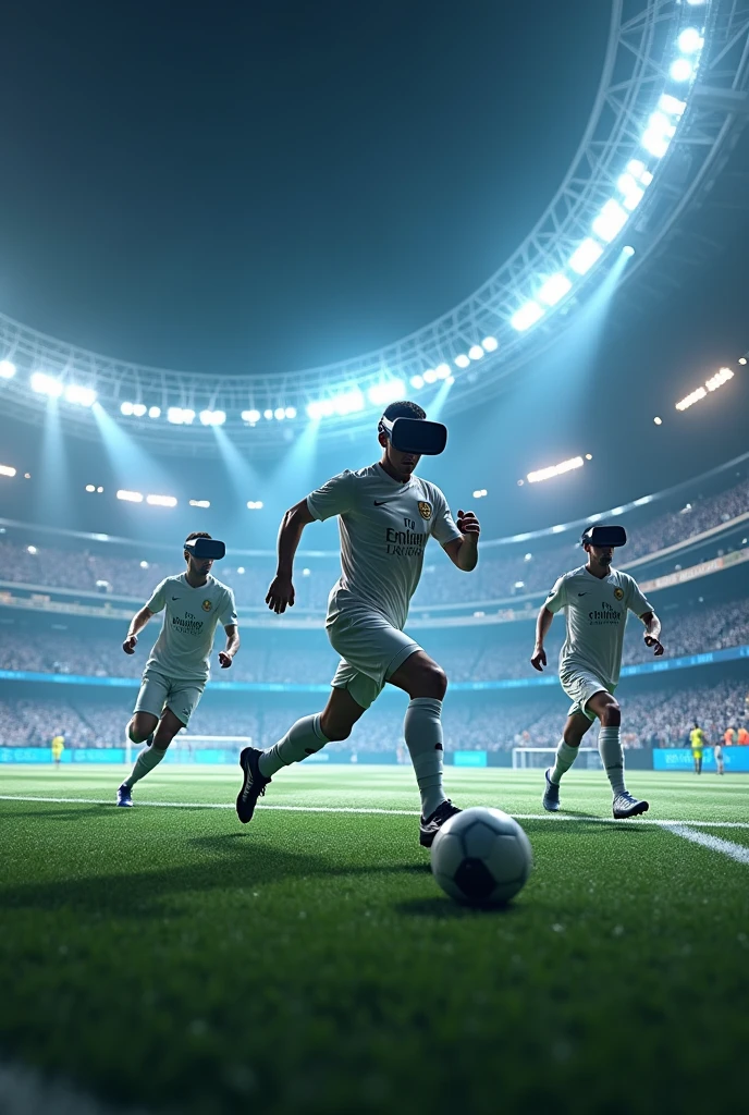 Virtual reality where soccer players wear glasses or something related to virtual reality