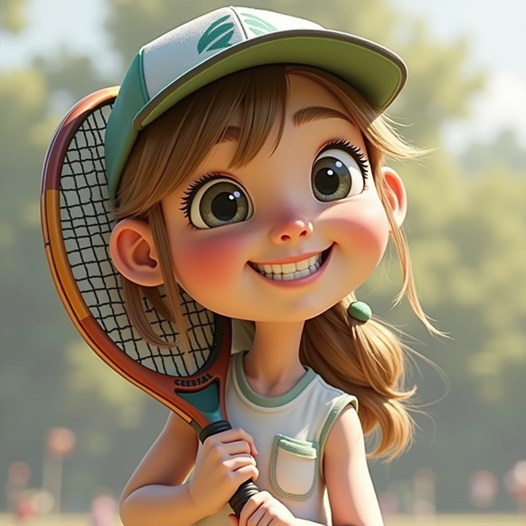 Girl holding a tennis racket pixar animation