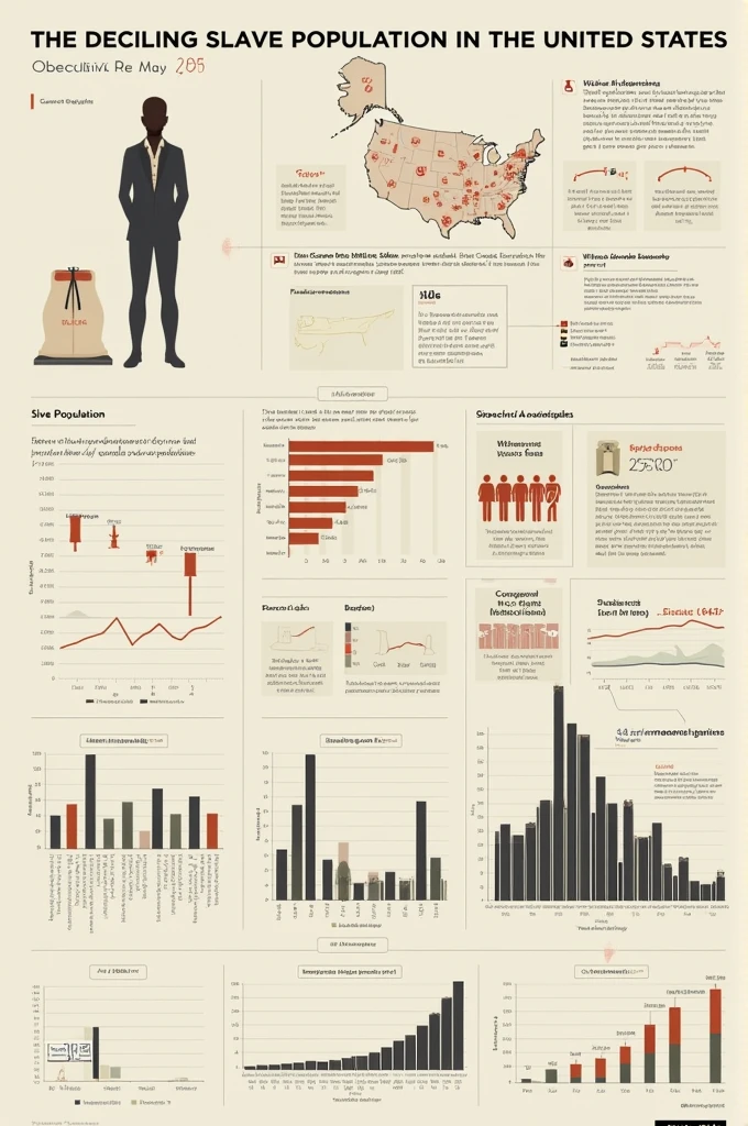 Charts or tables depicting the decline in the slave population between 1825 and 1851.

