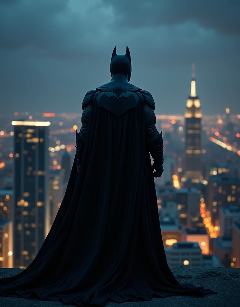 ((masterpiece, highest quality, High resolution, Realistic, to be born, 8k wallpaper)), (Huge and stunning goddess shot, Very hot and sexy, Amazing beauty, Perfect balance, Beautiful body, Slim body beauty: 1.4), Batman standing on a rooftop overlooking the city skyline at night, Gotham city background, nighttime in Gotham city, Gotham city, From the movie Batman, Gotham city double exposure, Gotham city style, Batman film still, metropolis filmic Gotham city, Cyberpunk Batman, Batman movie stills, Batman movie still cinematic, Gotham setting, Batman, Gotham,