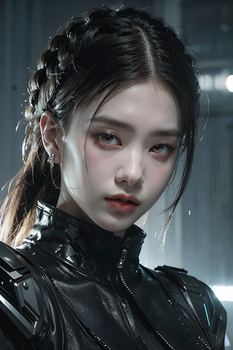 Game art，The best picture quality，Highest resolution，8K，(A bust photograph)，(Portrait)，(Head close-up:1.5)，(Rule of thirds)，Unreal Engine 5 rendering works， (The Girl of the Future)，(Female Warrior)， 2 girl，(Female hackers)，(White and red gradient，Ancient Oriental hairstyle)，((The pupils of the red eyes:1.3))，(A beautiful eye full of detail)，(Big breasts)，(Eye shadow)，Elegant and charming，indifferent，((Anger))，(Cyberpunk jacket full of futuristic look，Joint Armor，There are exquisite Chinese patterns on the clothes，A flash of jewellery)，cyberpunk characters，futuristic style， photo poses，city background，Movie lights，Ray tracing，Game CG，((3D Unreal Engine))，OC rendering reflection pattern