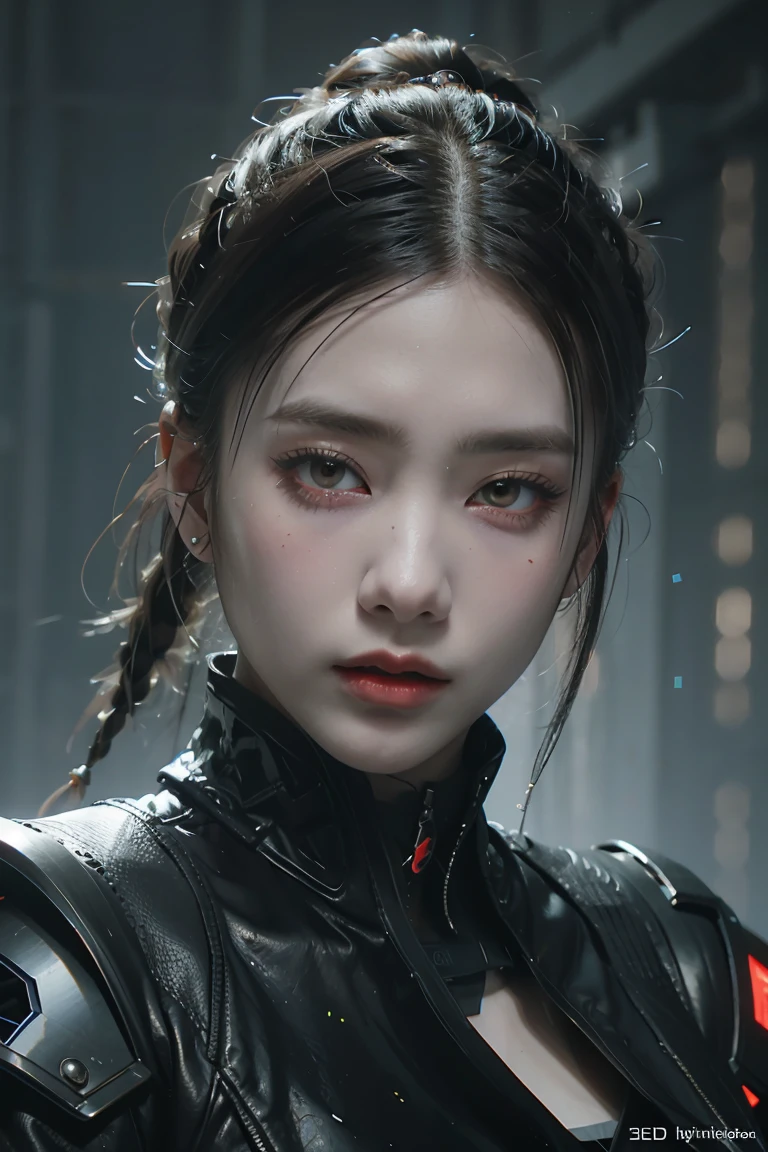 Game art,The best picture quality,Highest resolution,8K,(A bust photograph),(Portrait),(Head close-up:1.5),(Rule of thirds),Unreal Engine 5 rendering works, (The Girl of the Future),(Female Warrior), 2 girl,(Female hackers),(White and red gradient,Ancient Oriental hairstyle),((The pupils of the red eyes:1.3)),(A beautiful eye full of detail),(),(Eye shadow),Elegant and charming,indifferent,((Anger)),(Cyberpunk jacket full of futuristic look,Joint Armor,There are exquisite Chinese patterns on the clothes,A flash of jewellery),cyberpunk characters,futuristic style, photo poses,city background,Movie lights,Ray tracing,Game CG,((3D Unreal Engine)),OC rendering reflection pattern