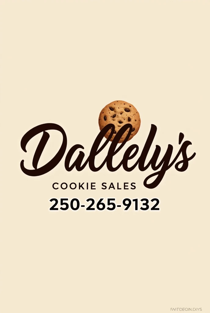 Cookie Sales Company realistic logo without figures name dallelys phone number 6421064030