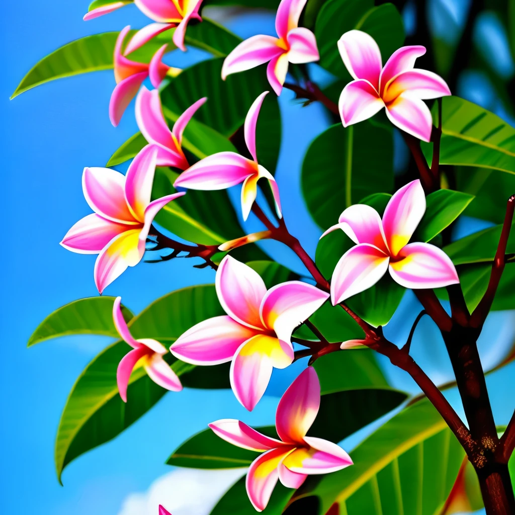 there are many flowers that are blooming on the tree, a pastel by Robert Thomas, flickr, fine art, blooming tropical flowers, plumeria, beautiful tropical flowers, tropical flowers, tropical flower plants, incredibly beautiful, large exotic flowers, beautiful gorgeous, beautiful flower, kauai springtime, beautiful flowers, amazing beauty, stunningly beautiful, gorgeous beautiful, unbelievably beautiful, pretty flowers