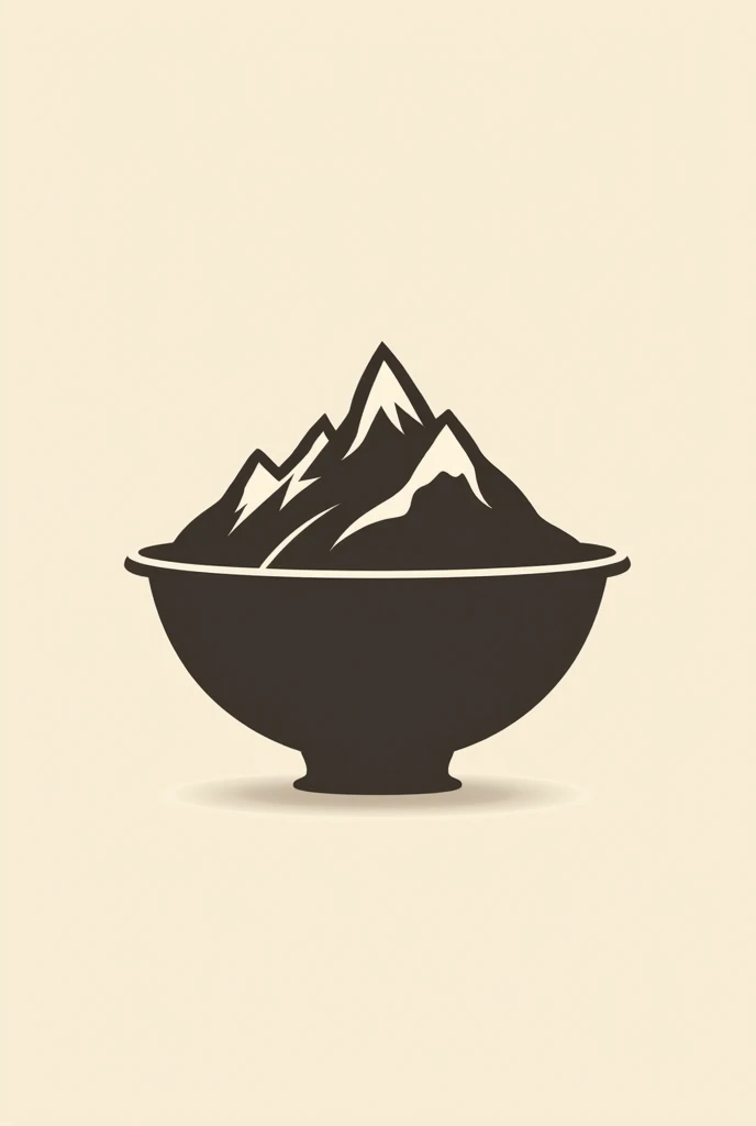 Generate an aesthetic classic logo of mountain into ramen bowl 