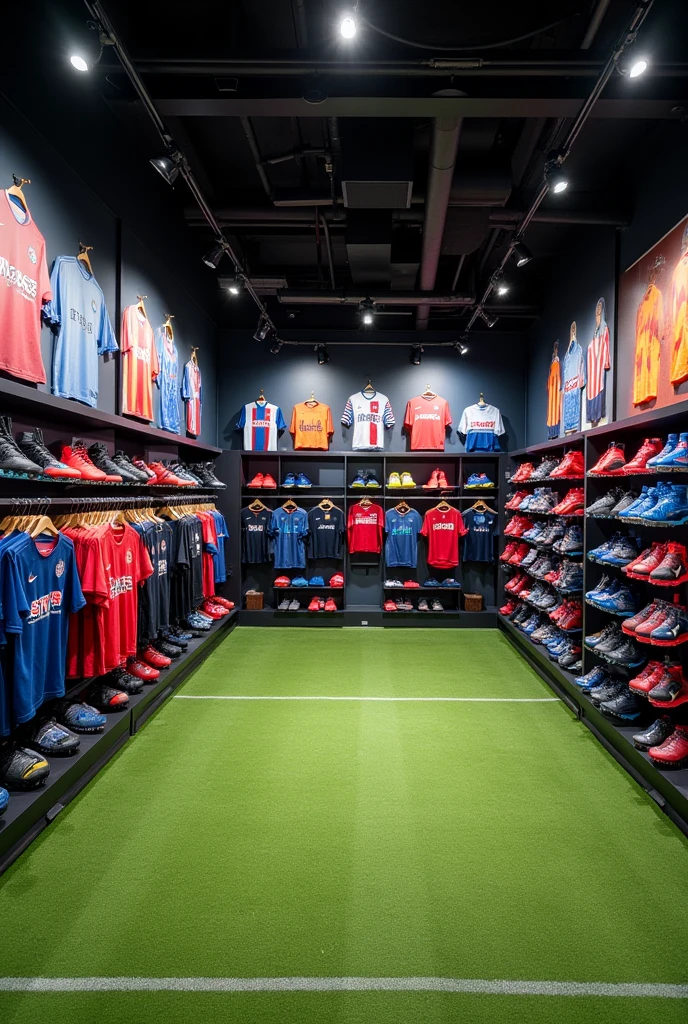 A store selling football equipment and football clothing for various clubs and national team teams, as well as sportswear. Inside the area next to the store is a football field where you can go in and play.