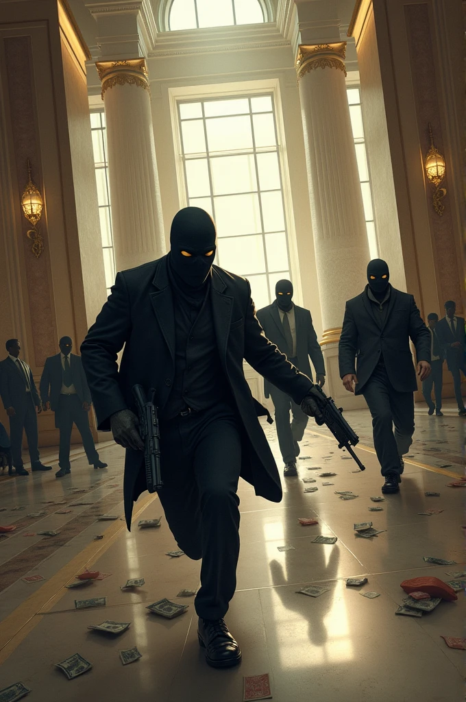 Make a thumbnail for youtube vedio about Bank robbery