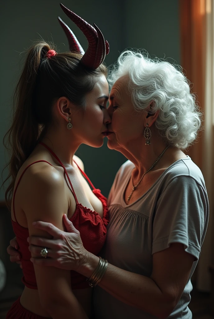 A GIRL WITH DEMON HORNS HAVING SEX WITH HER OWN 90-YEAR-OLD GRANDMA