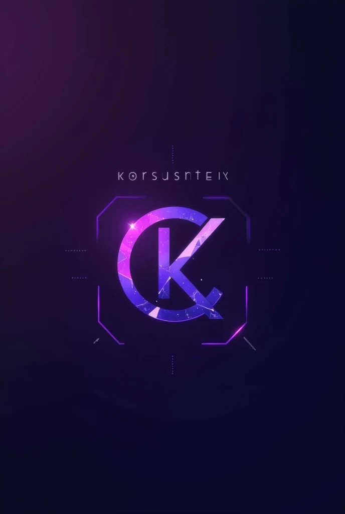 Create a futuristic logo for a tech company called 'KorusIntelX'. The design should evoke a sense of advanced technology and innovation, using sleek lines and a minimalistic approach. The primary color scheme should consist of various shades of violet and lilac, giving the logo a modern and sophisticated look. Incorporate an abstract symbol that represents intelligence and cutting-edge technology. The company name 'KorusIntelX' should be integrated into the design using a modern, sans-serif font. The background should feature a gradient from darker to lighter violet hues, enhancing the overall high-tech and sleek aesthetic."