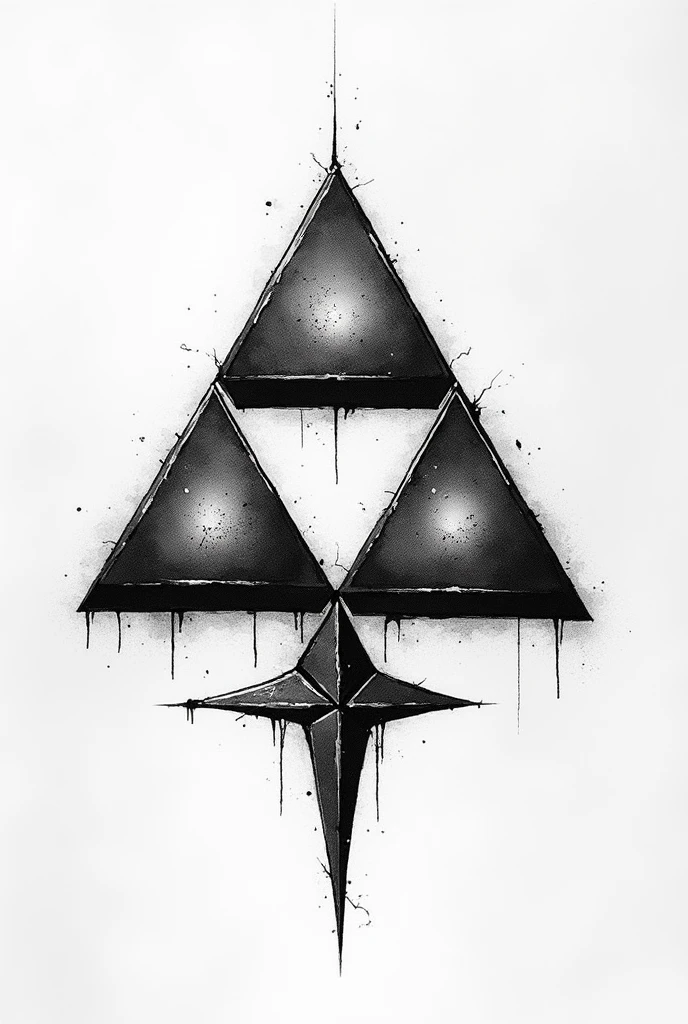 Create a tattoo design of a triforce from the game the legend of zelda in black and white