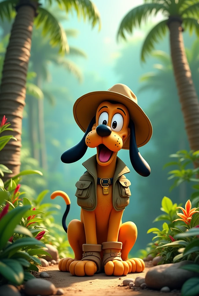 Disney Pluto in safari outfit