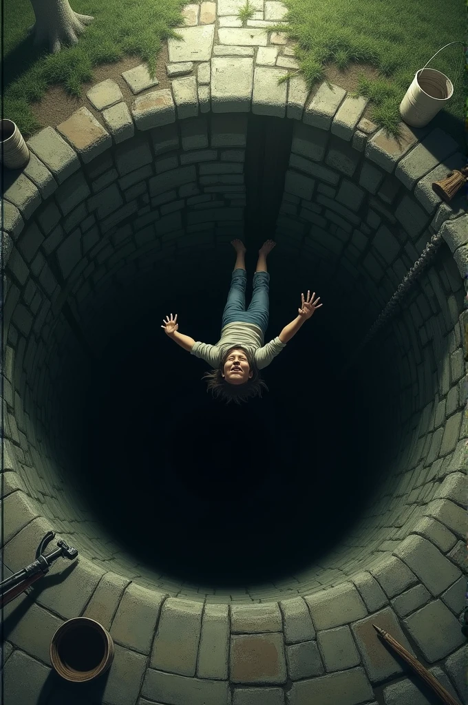 Fell into a well