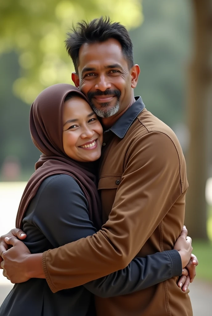 Hijab malaysian wife get hugged by indian male