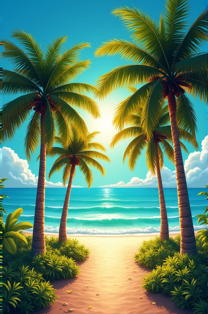 Design a square with Cuban palm trees in honor of the Ecuadorian flag 