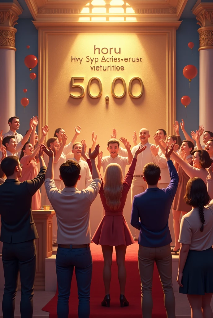 Create for me congratulations men and women applause, inscription 50000