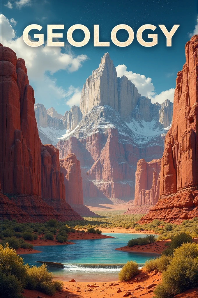 A suitable image for the cover of a geology book, at the same time, the image should contain the word geology above it