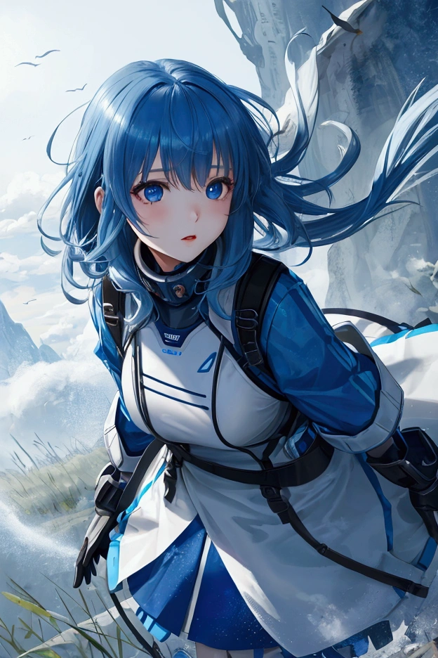 Blue grassland、Girl