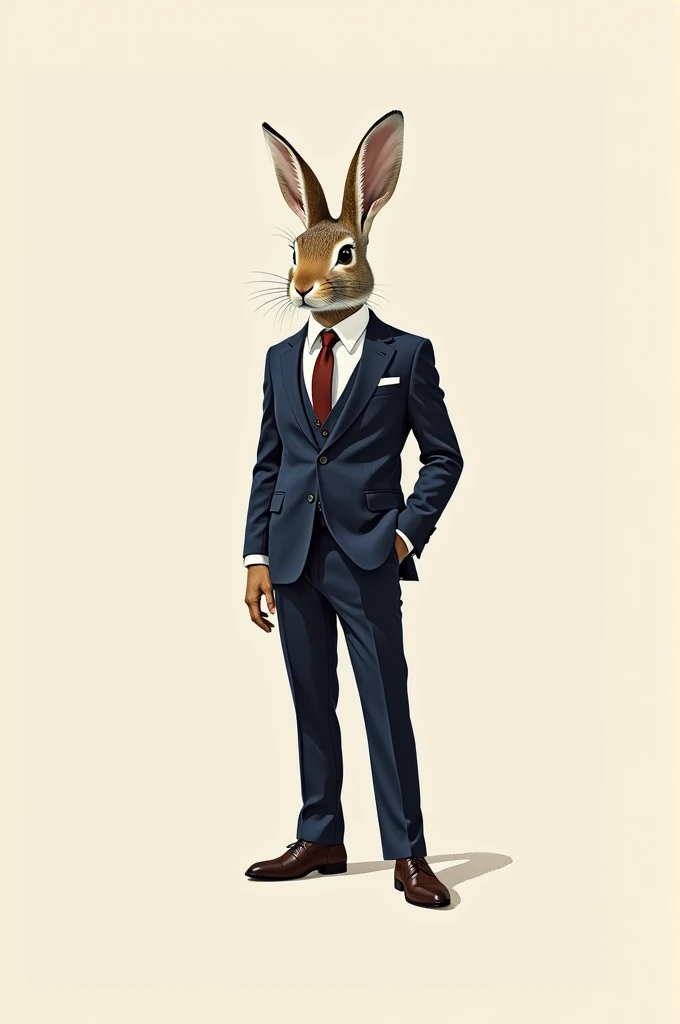 "Create a logo for a clothing brand inspired by the image of a fully formal-dressed rabbit. The design should reflect sophistication and elegance, integrating the rabbit's formal attire seamlessly into the logo. Aim for a style that is both classic and contemporary, ensuring it conveys a sense of high fashion and refinement suitable for a premium clothing line."