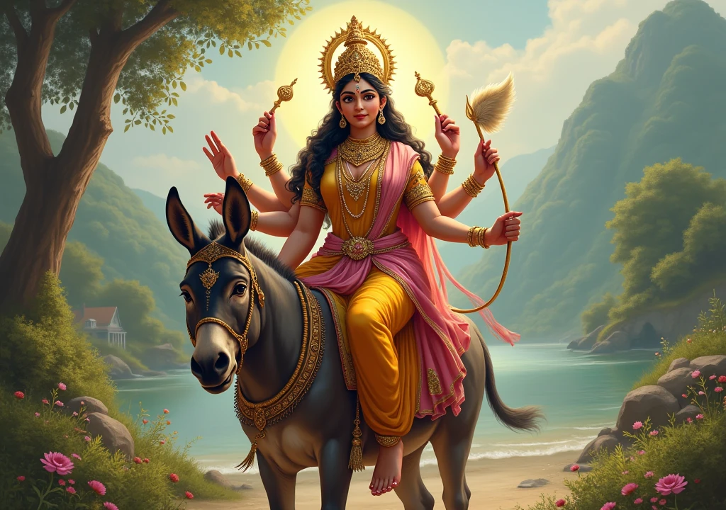 Shitla devi in down donkey