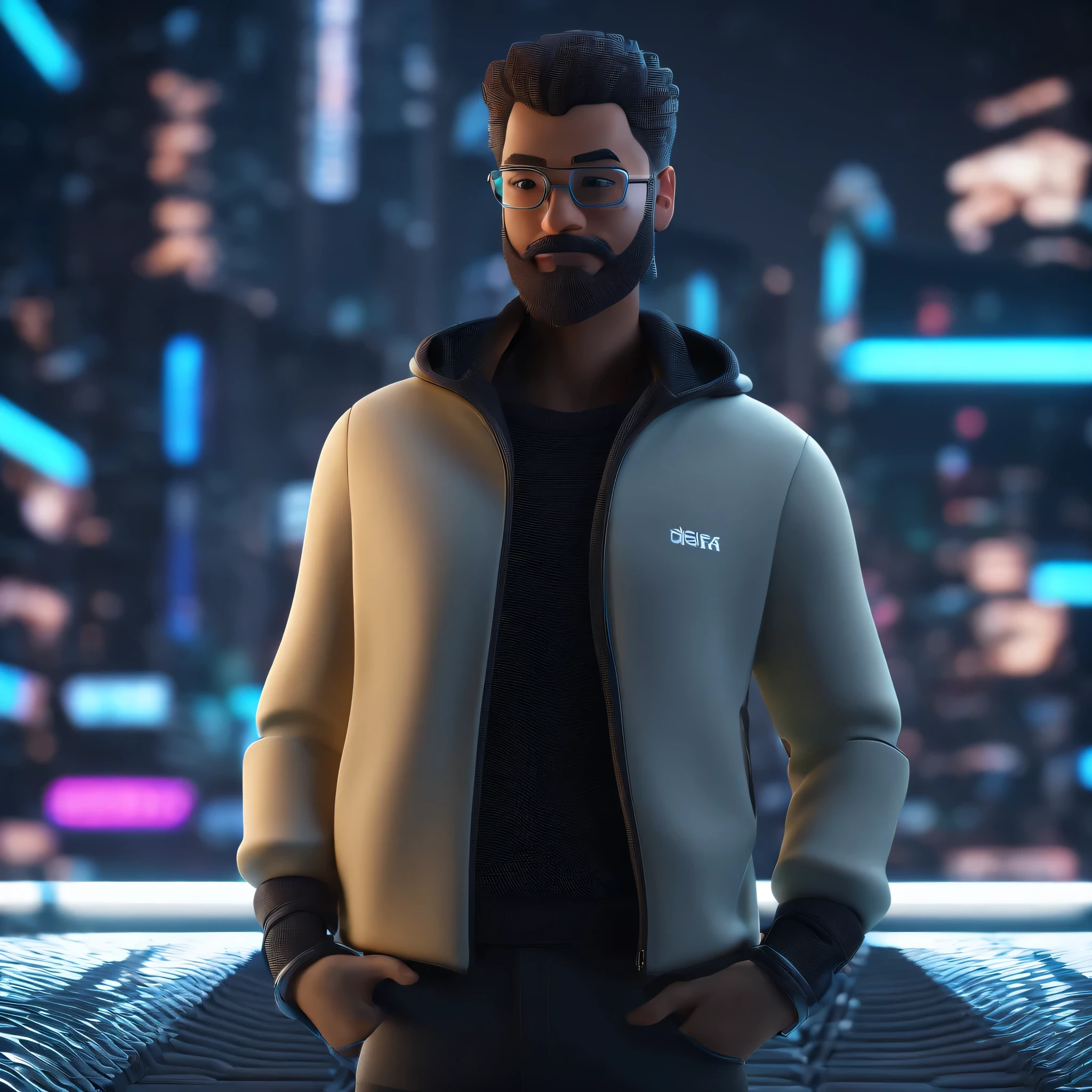 Cartoon character of a slim man with french cut beard and a blue shirt,only one character , animation character, Caractere estilizado, animation style rendering, 3D estilizado, Arnold Maya render, 3 d render stylized, toon render keyshot, Personagem 3D, Personagem 3D, 3d rendering stylized, 3 d character render, personagem de desenho animado, Personagem de close up, Pose de personagem, (Estilo Pixar) (master part: 1.2) (Bokeh) (best quality) (pele detalhada) (textura detalhada) (8k) (argila) (Cinematic lighting) (foco nítido)