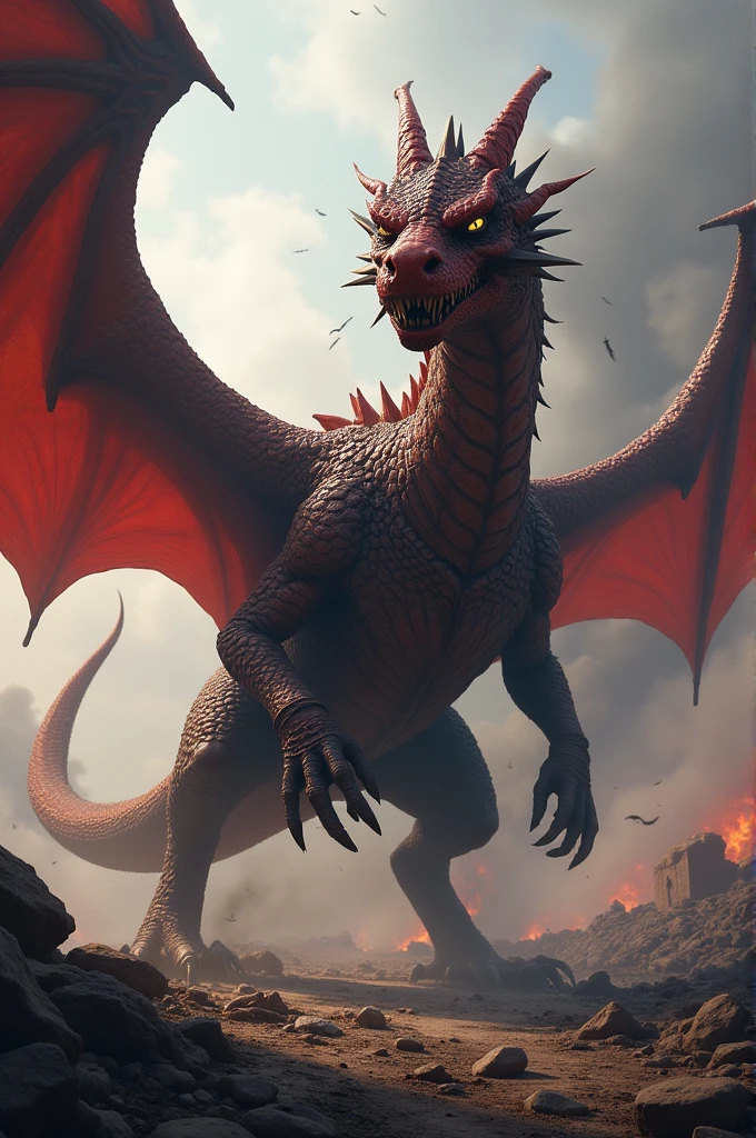 Dragon with war background