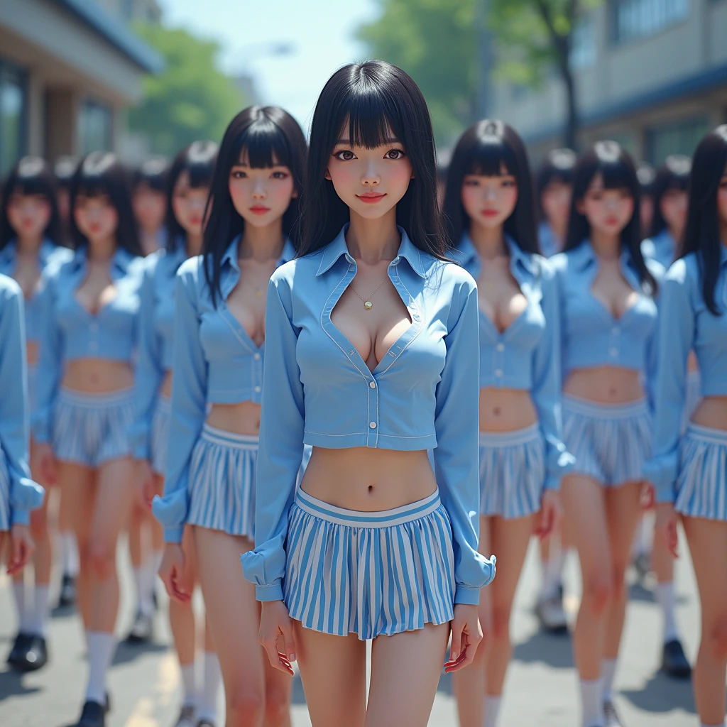 ((ExtremelyDetailed (PUNIPUNI KAWAII 12 Girls in a row:1.37) (Shibuya) scramble crossing)), (masterpiece 8K TopQuality:1.2) (ProfessionalPhoto:1.37), {(Standing Full Body:1.2)|Dancing}, Different types of hair colors, {((White skinny school swimwear))|(SchoolUniform)|Tutu}, {Corrected BabyLike hand|Hiddenhand}, (Joyful Expressions LifeLike Rendering), PerfectLighting (RainbowColor particles:1.2)(Dazzling Blurred ColorfulLights) MotionBlur BREAK (Acutance:0.8) Impeccable Radiant PearlSkin with Transparency . (Exposed:-0.6)(no extra arm, no extra hand)