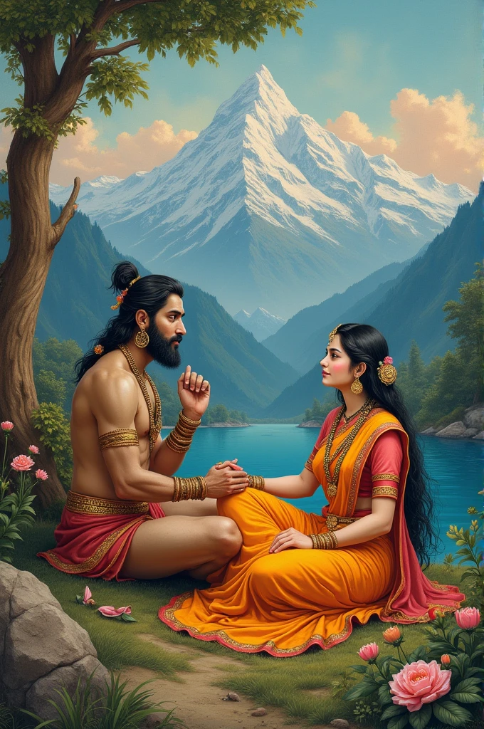 Hanuman ji and sit together near mountain