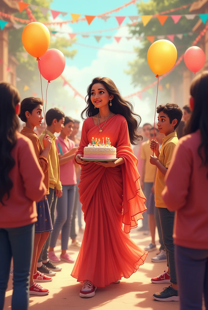 Generate a image for inviting komal ma'am on the occassion of her birthday as the acs students are celebrating at academy to be present at 1:30