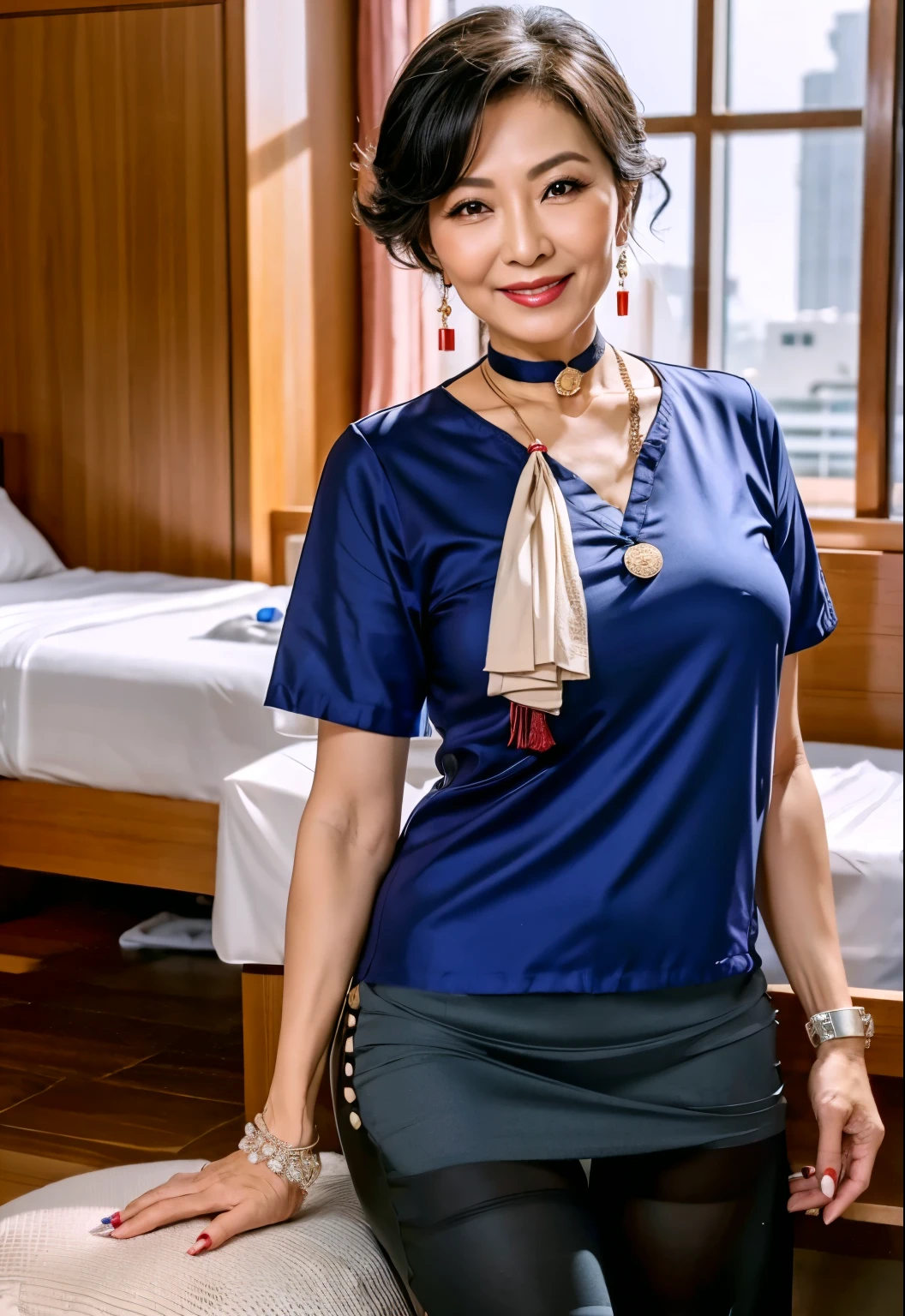 77 mom milf Chinese Lady large earring Big choker navel piercing decoration A bracelet realisitic Gorgeous Madame Beautiful Mature Woman sexly Smile Gentle woman navel piercing 4K High quality Gorgeous Madame Beautiful Mature Woman