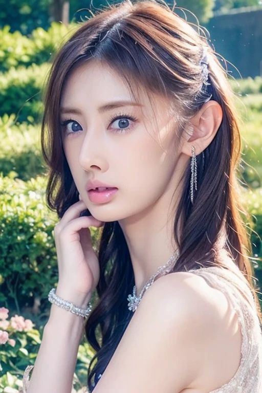 (((Anatomically correct)))、(Accurate human body depiction)、(Saggy big breasts)、(((Protruding nipples)))、(A sheer, clingy royal silk dress)、((Realistic:1.5)),ulzzang-6500:0.7,((Best quality)), ((Masterpiece)),((Detailed)),(2girls),(duo),{2 beautiful women}, (Upper body:1.3),Hug and touch each other, Tease your friend's waist, Breathless friends, Biting a friend's earlobe, crouched,super wide shot,Face focus, Long legs,Curvy, Barefoot,Wide hips, Thin legs, Oversized eyes,Long eyelashes, (Detailed face,beautidful eyes, detailedpupils,detailed clothes features, Clear background:1.3), (armlets, bangle:1.5), Mysterious ancient ruins, lush forest, Deep canyon,bridge,River,cliff,Cloud,lakes,Rock music,waterfalls, Flowers, grass,grape trees,tree,bright detail,Sharp,Perfect compounding, Intricate, Sharp focus, Dramatic,Bun Hair、Red to silver gradient hair、Calling out to the audience Beckon