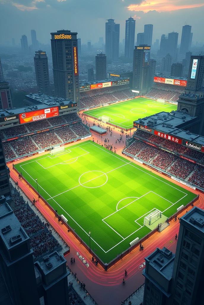 Three football fields are located near the three football club sportswear stores, national team sportswear stores, and sportswear stores.