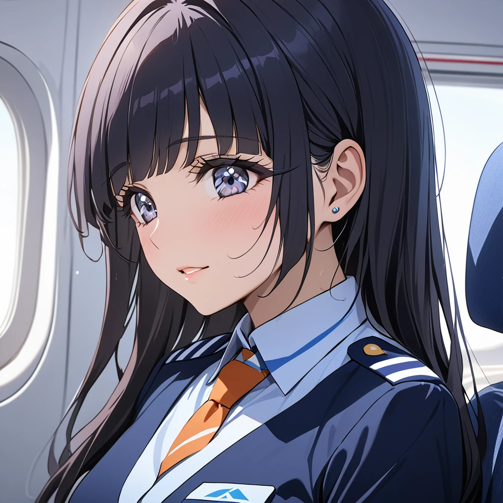 ((Highest quality)), ((masterpiece)), (detailed), （Perfect Face）、The woman is Reika Aoki with semi-long hair、The woman is a flight attendant for a Chinese airline.
