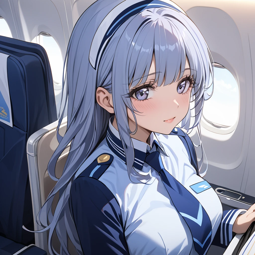 ((Highest quality)), ((masterpiece)), (detailed), （Perfect Face）、The woman is Reika Aoki with semi-long hair、The woman is a flight attendant for a Chinese airline.