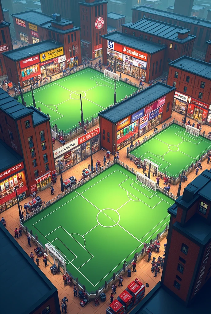 The 3 football fields are next to the fields, there are sports clothing stores for various football clubs, national team clothing, and sportswear clothing, all located in the vicinity of all 3 stores.