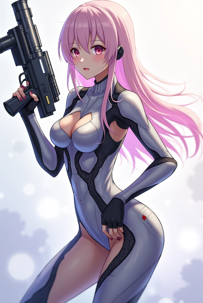 a drawing of a lady in a futuristic suit holding a gun, anime style, from girls frontline, fine details. girls frontline, girls frontline universe, girls frontline style, girls frontline, girls frontline cg, soft anime illustration, 2 0 2 2 anime style, 2022 anime style, pixiv contest winner, pretty anime character design, render of april, robot girl