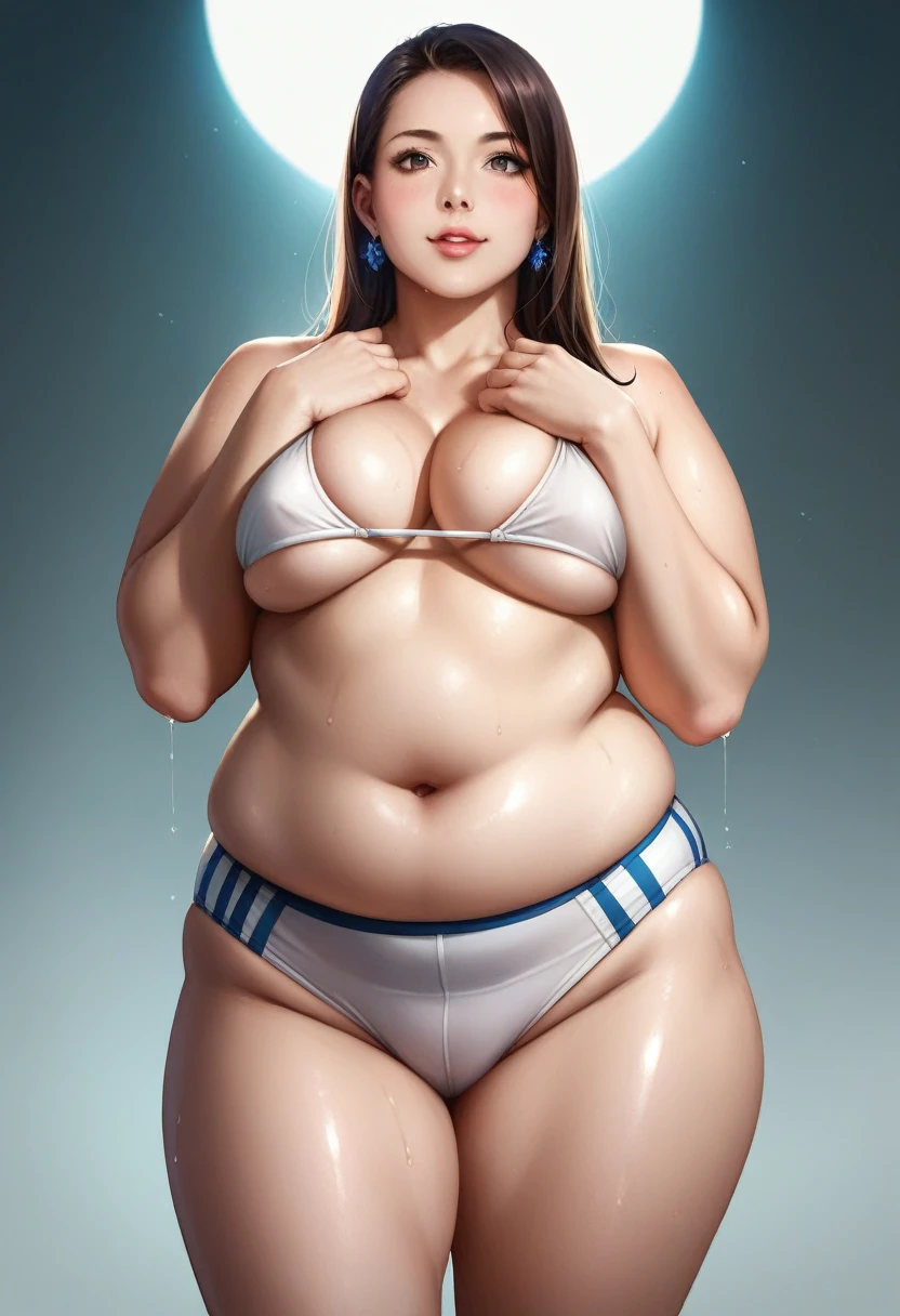 a little obese girl, chubby cheeks, round face, double chin, thick arms and legs, wearing tight underwear, standing in a school setting, realistic, detailed, highly detailed, intricate details, photorealistic, 8k, masterpiece, cinematic lighting, dramatic shadows, vibrant colors, dripping wet,