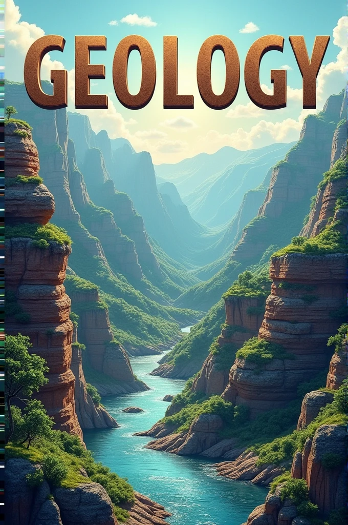 A suitable image for the cover of a geology book, the image should contain the word geology.