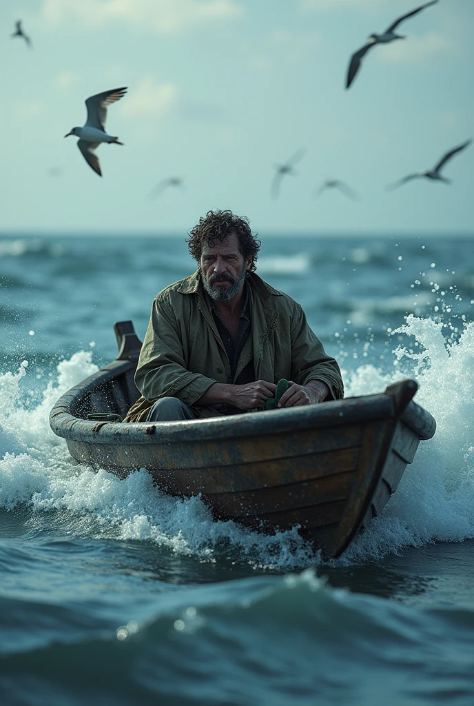 Man lost to the sea and scarred in his small boat