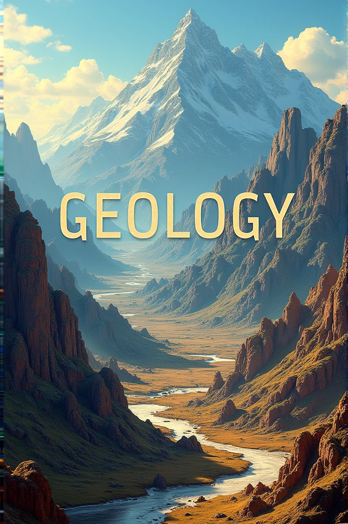 A suitable image for the cover of a geology book, the image should contain the word geology.