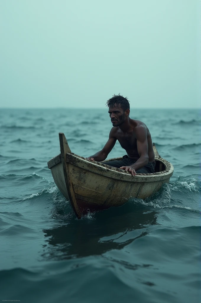 Man lost to the sea and scarred to the his small boat photo size for YouTube videos 