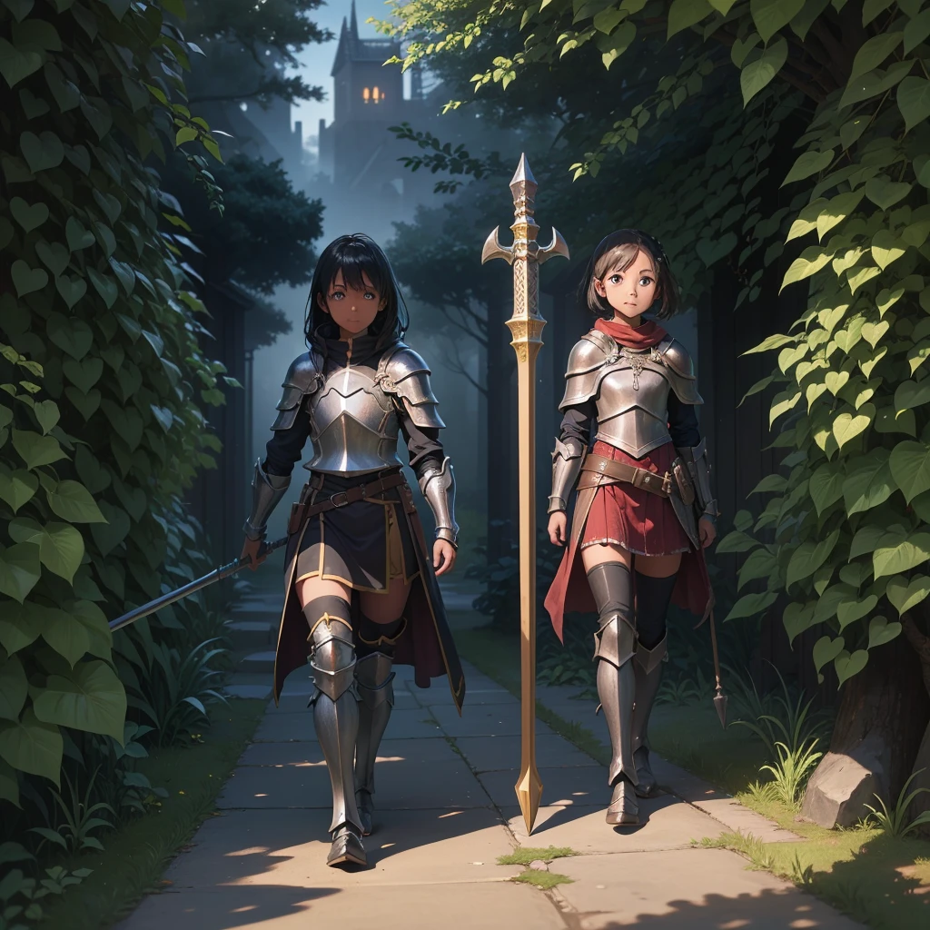 最high quality、high quality、Simple Cloth Armor、10Year-old girl adventurer、Equip a walking stick、In a dark maze