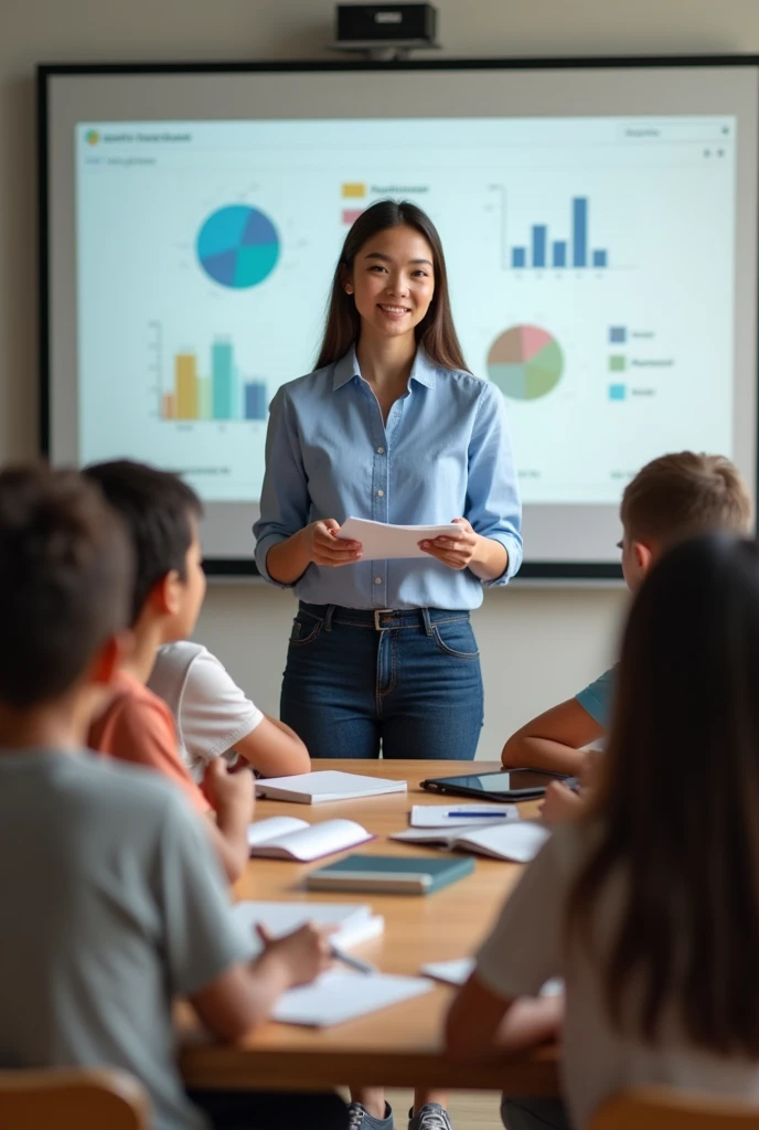 online tuition teacherwith books and students