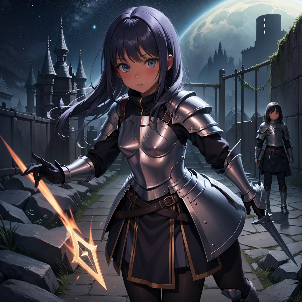最high quality、high quality、Simple Cloth Armor、１０Year-old girl adventurer、Equip Morning Star、In a dark maze