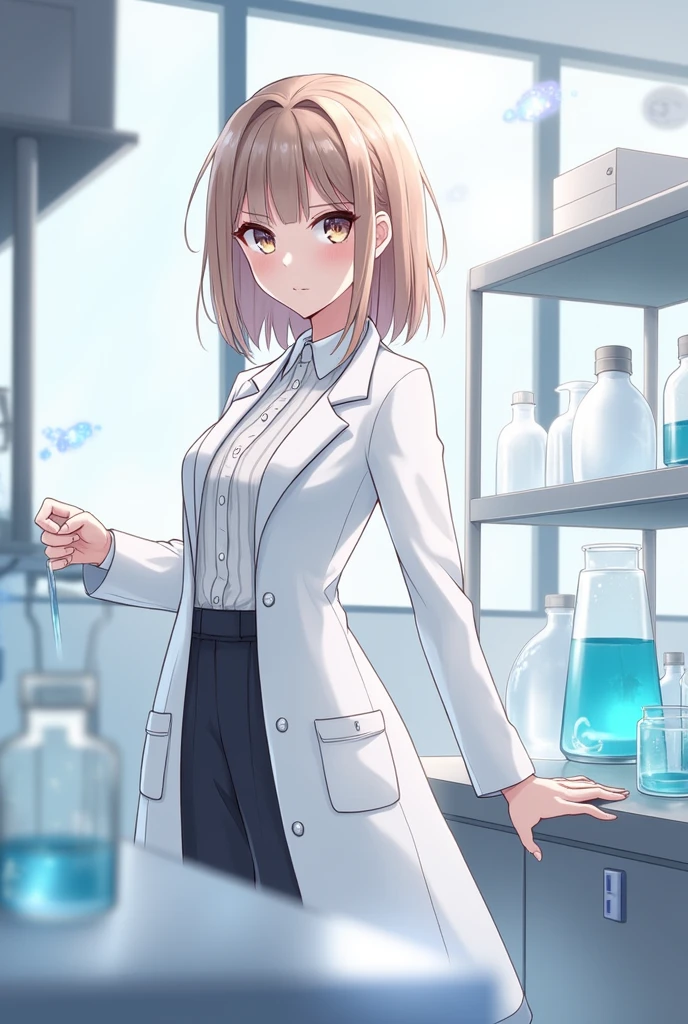 anime character of a woman in a lab coat and glasses, with a lab coat, wearing lab coat and a blouse, doctor, wearing a labcoat, full body illustration, anime style, from girls frontline, fine details. girls frontline, girls frontline universe, girls frontline style, girls frontline, girls frontline cg, soft anime illustration, 2 0 2 2 anime style, 2022 anime style, pixiv contest winner, pretty anime character design, render of april
