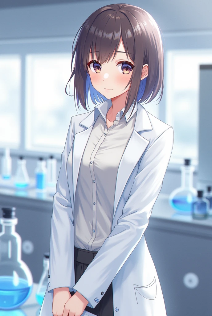 anime character of a woman in a lab coat and glasses, with a lab coat, wearing lab coat and a blouse, doctor, wearing a labcoat, full body illustration, anime style, from girls frontline, fine details. girls frontline, girls frontline universe, girls frontline style, girls frontline, girls frontline cg, soft anime illustration, 2 0 2 2 anime style, 2022 anime style, pixiv contest winner, pretty anime character design, render of april